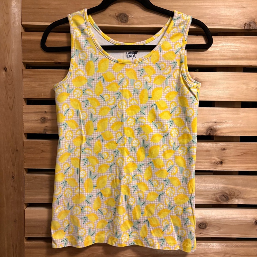 NWOT Lands' End 100% Cotton Tank Top with Yellow Lemon Pattern